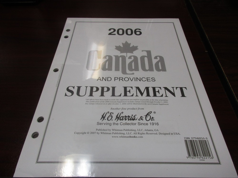 "H.E.HARRIS" 2006 CANADA SUPPLEMENT  W/FREE SHIPPING!!!