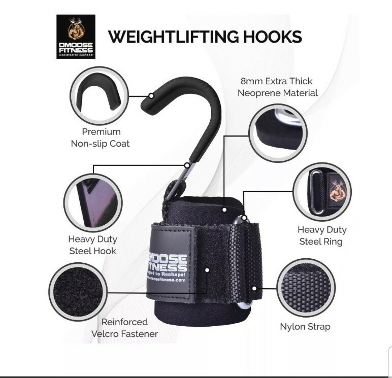 Lat Pull down Attchment V-Shaped Bar Triceps & Dmoose Weight Lifting Hooks Pair