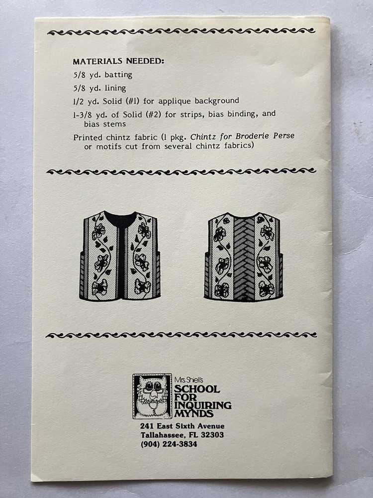 Womens Vest Sewing Pattern Lot Crazy Quilt Patchwork Applique Simplicity Boho