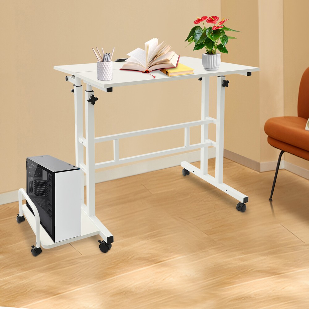 White Computer Desk, Multi Functional Foldable Desk, Adjustable Computer Table