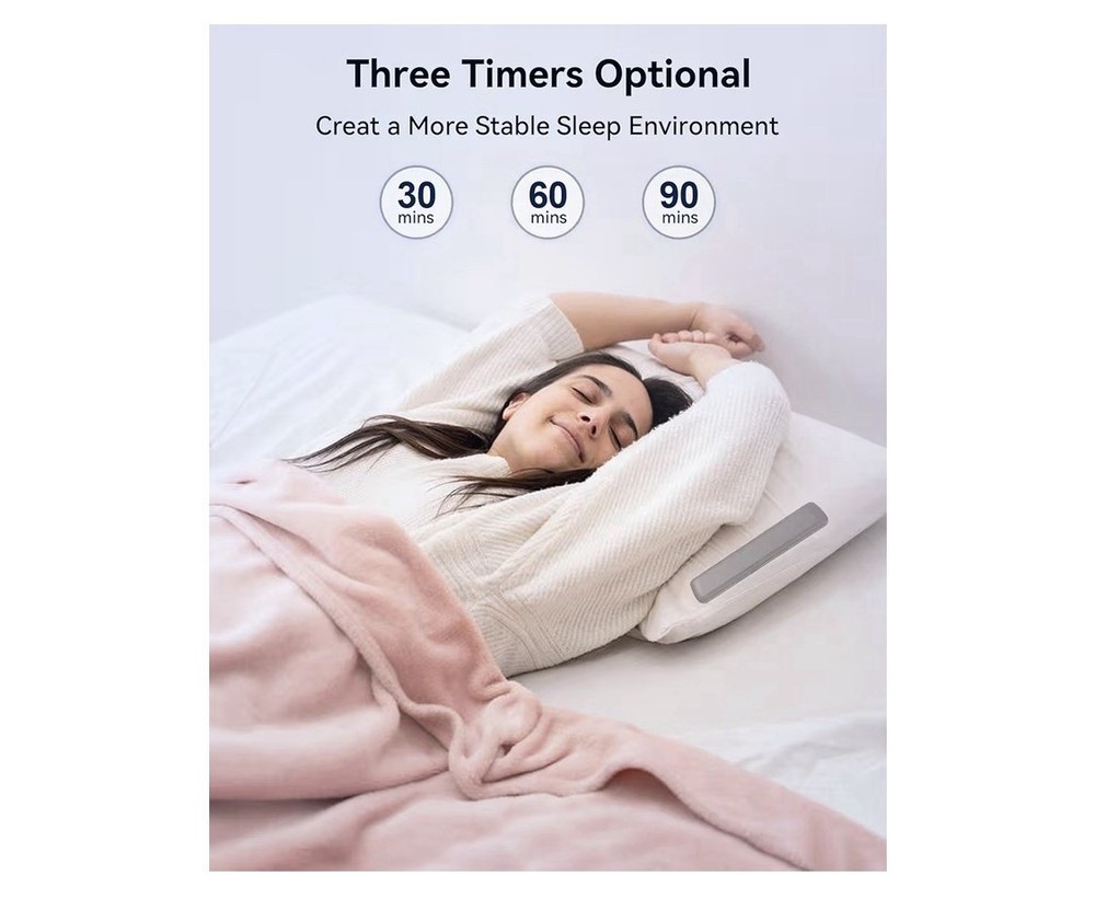 Under Pillow Speaker Bluetooth Bone Conduction Sleep Aid White Noise Timer Black