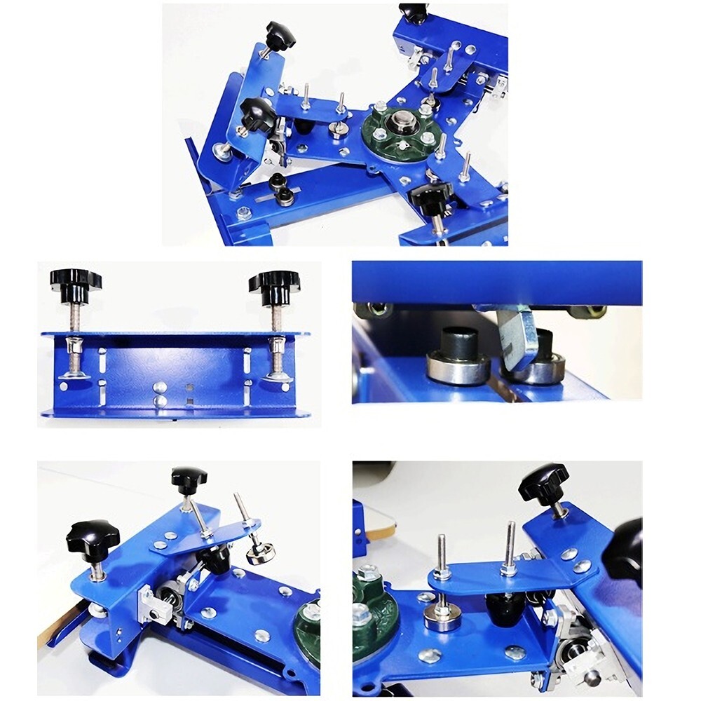 3 Color 1 Station Single Rotating Screen Printing Press Height&Width Adjustable