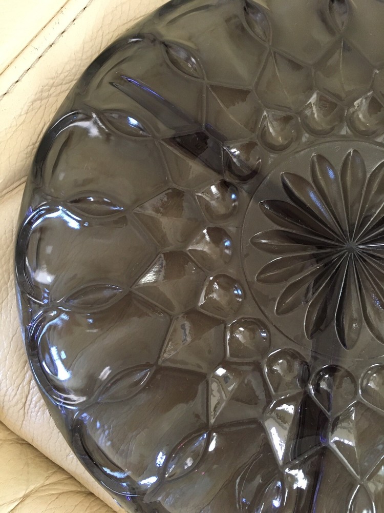 vintage Black Smoke crystal divided Dish