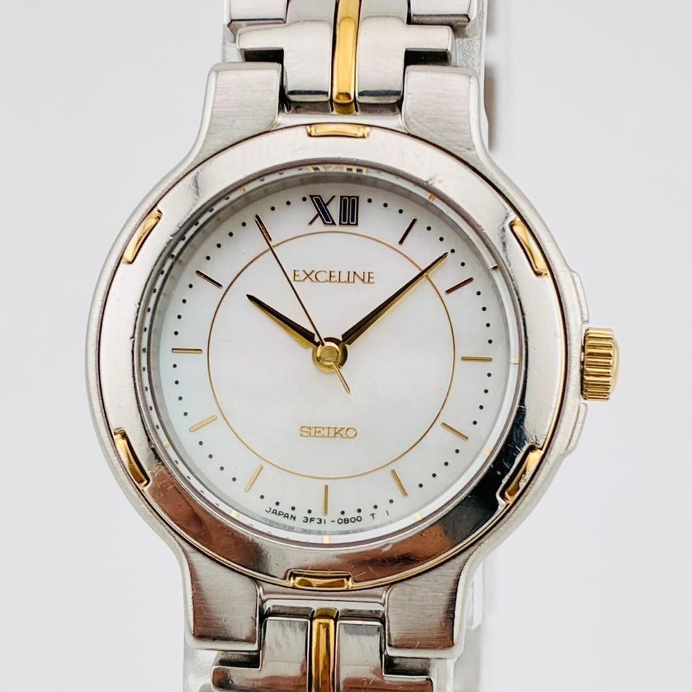 SEIKO EXCELINE Quartz Watch Shell Combination Gold Silver Tone
