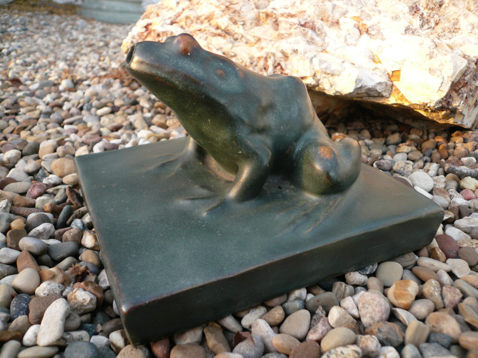 Antique Terra Cotta Garden Frog Fountain Topper Pottery Decor