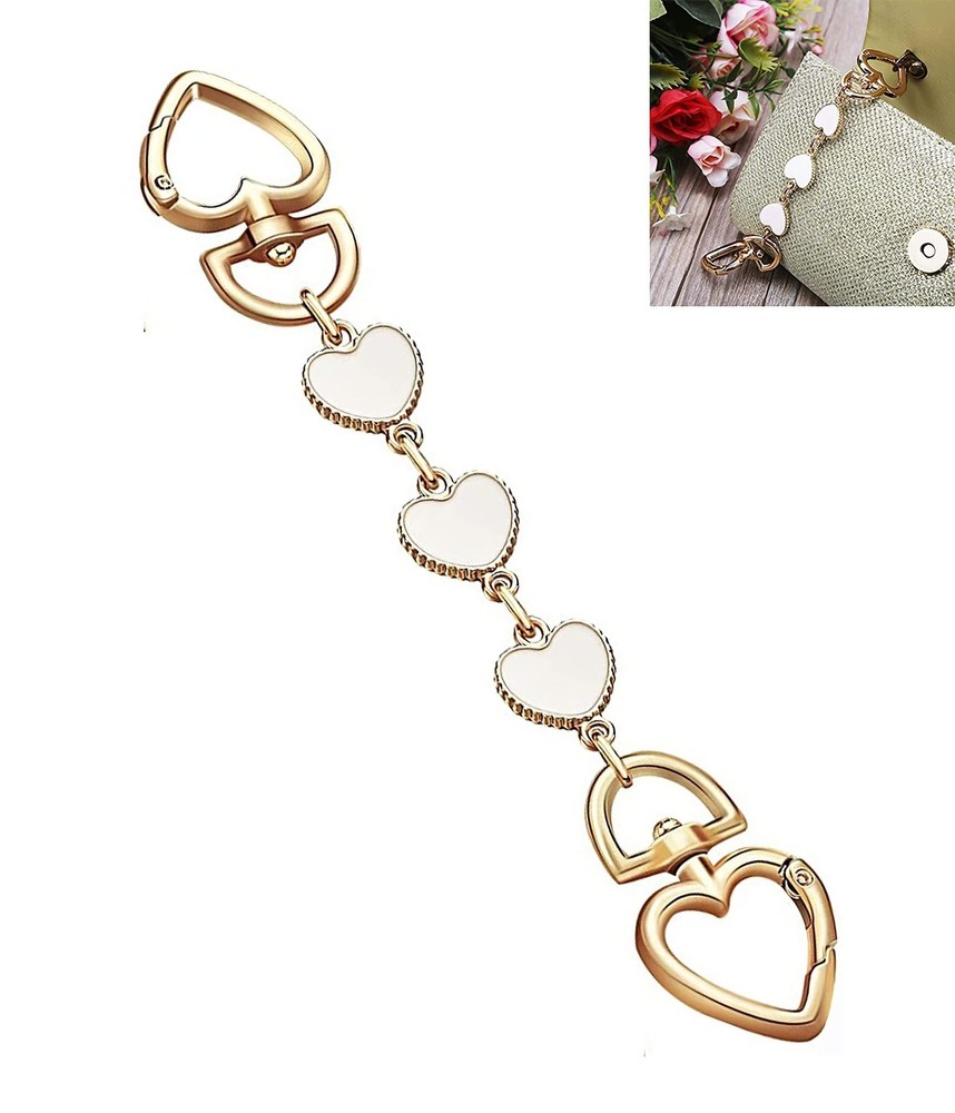 White Heart Purse Chain Extender Bag Strap Extension Accessory