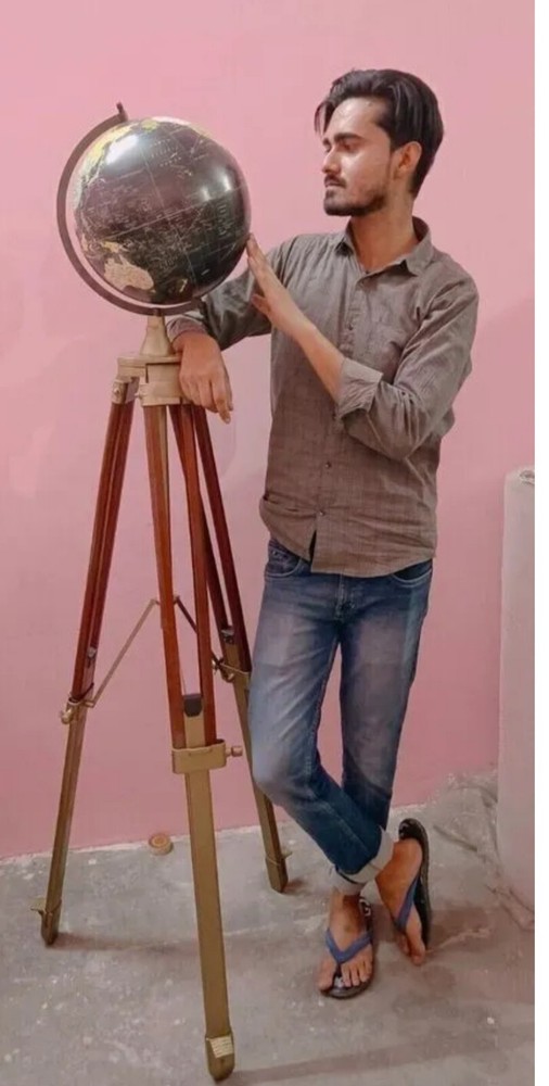 World Map Globe With Tripod Stand World Authentic Adjustable Modern Map Globe