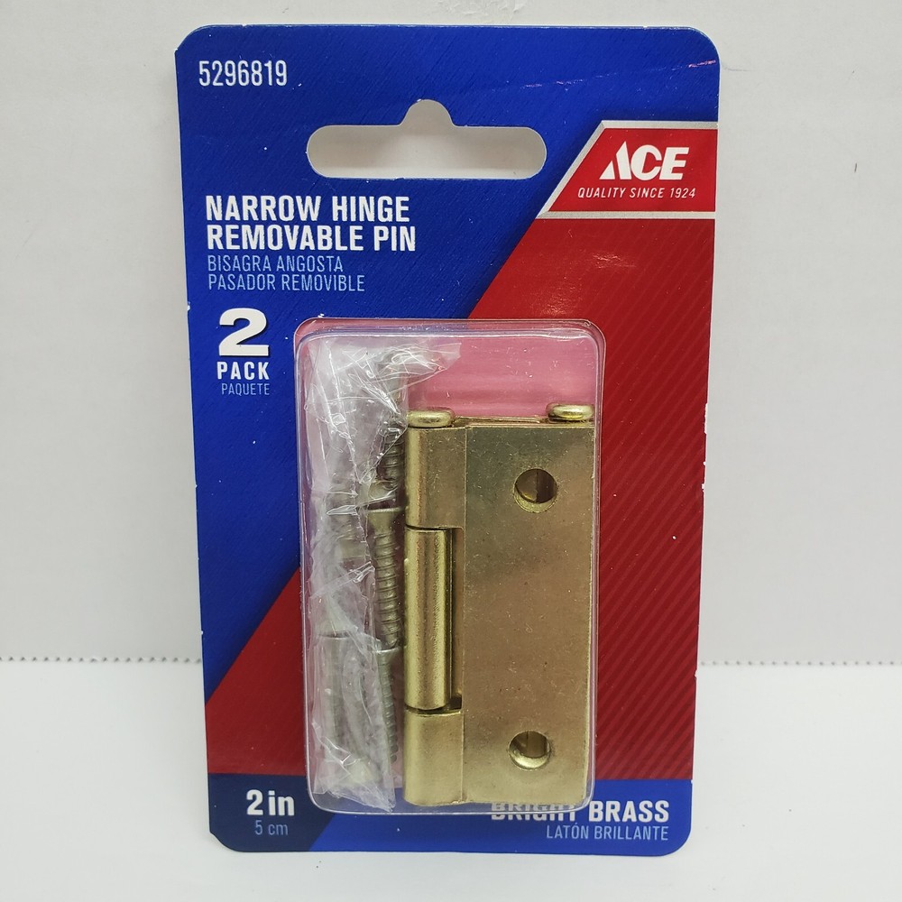 ACE Narrow Hinge Removable Hinge Bright Brass 2 Pack  2"  #5296819