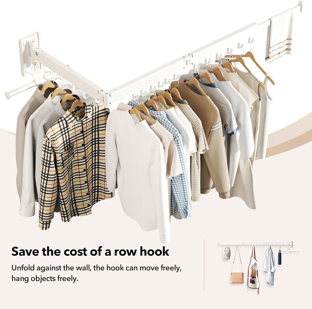 Wall Mounted Clothes Hanger,Clothes Drying Rack,Laundry Drying Rack,Clothes R...