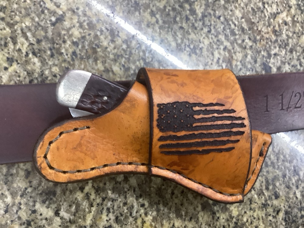 Leather Folding Knife Sheath Horizontal for Trapper Size (Sheath Only)