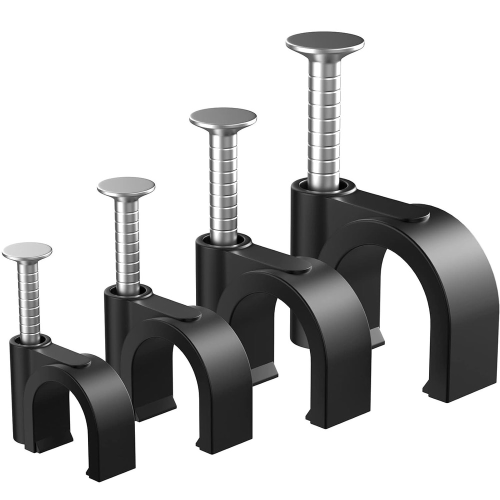 "Assorted Sizes Black Cable Tacks - Essential Tool for Easy Cable Management "