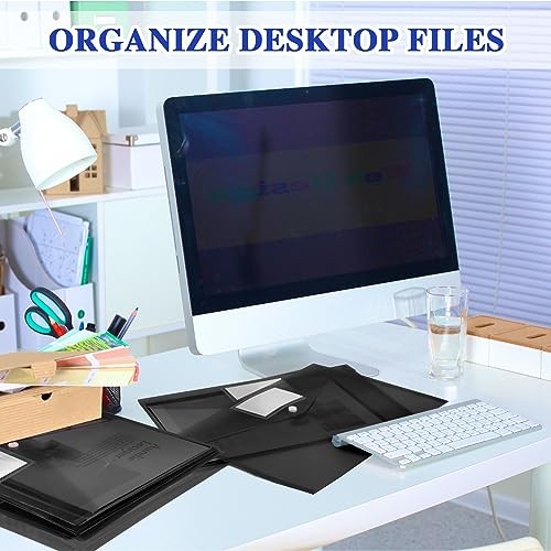 50 Pcs Plastic Envelopes Poly Envelopes File Folders with Snap Button Black