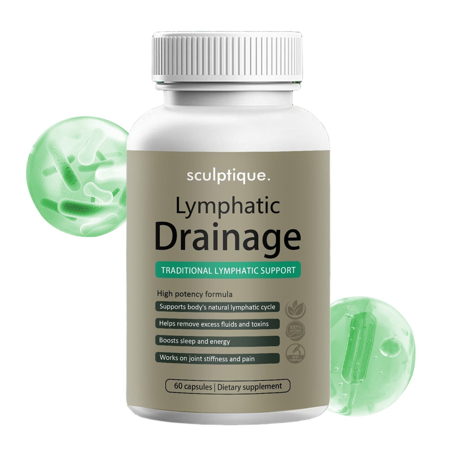 Sculptique Lymphatic Drainage Capsules- Supports Cellulite Reduction, 60 Capsule