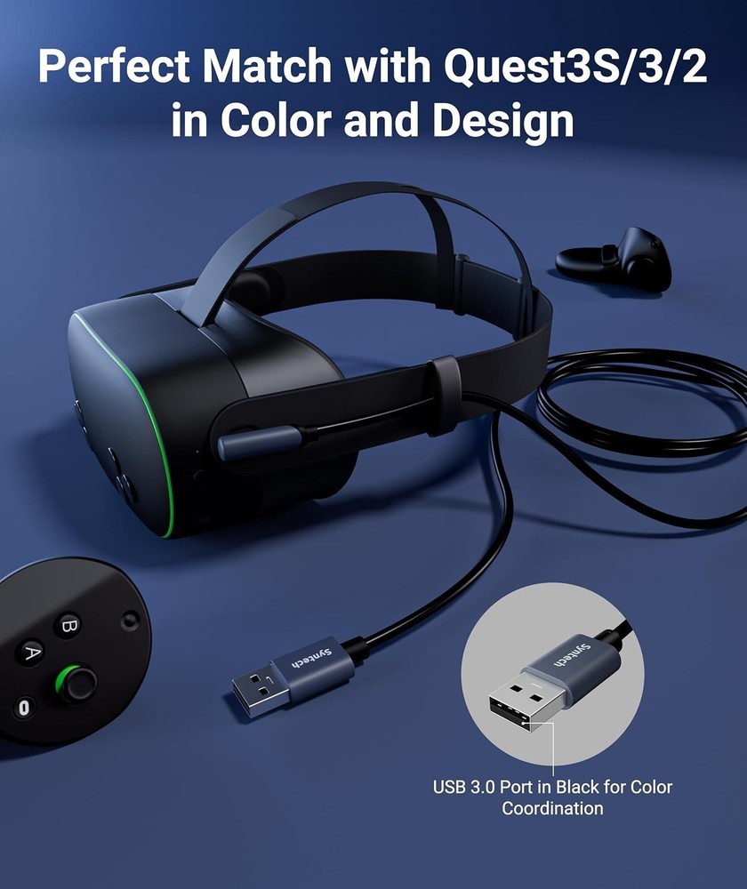 High-Speed 16FT VR Link Cable for Oculus/Meta Quest - Comfortable & Flexible Use