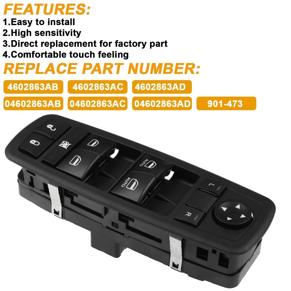 Front Driver Side Master Power Window Switch for 2009-2015 Dodge Ram 1500 2500 3