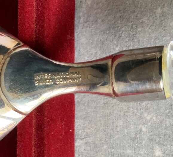 INTERNATIONAL SILVER CO LARGE SILVERPLATED SERVING FORK LUCITE HANDLE