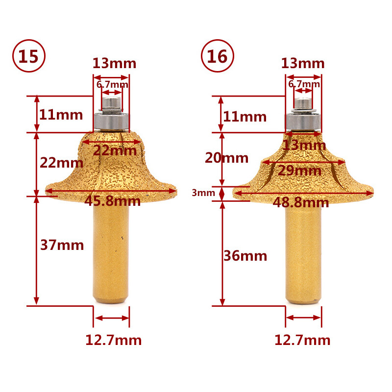 Brazed Diamond Stone Marble Grinding Edge Router Bit 23 Models - Choose Type