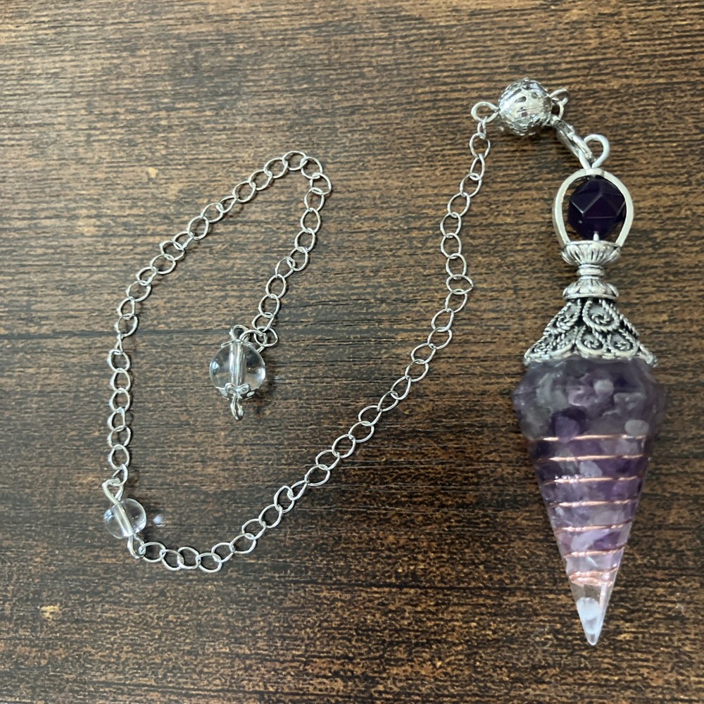Hexagonal Pointed Cone Amethyst Crystal Spiritual Divination Pendulum