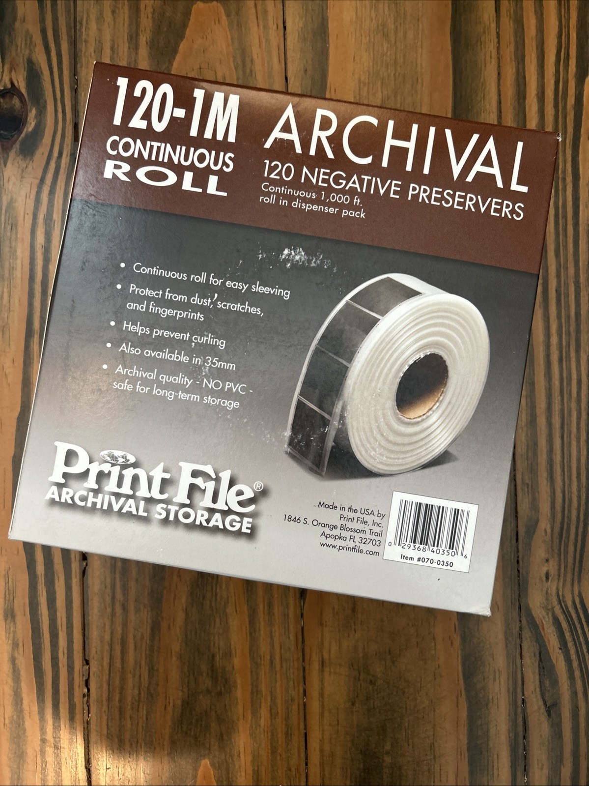 Printfile 120-1M Archival 120 Negative Preservers 1000 Feet Continuous Roll