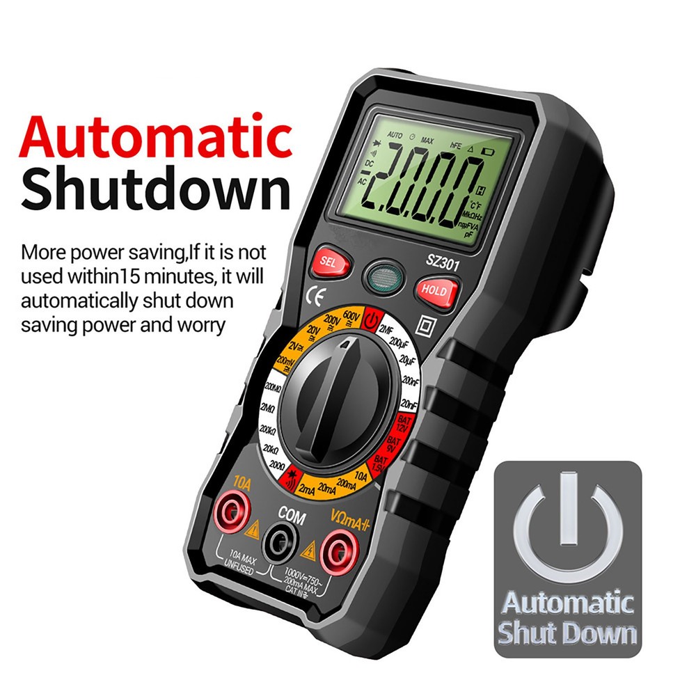 Auto-Ranging Digital Multimeter 200mV-600V 0Ω-200MΩ Capacitance Diode Safety