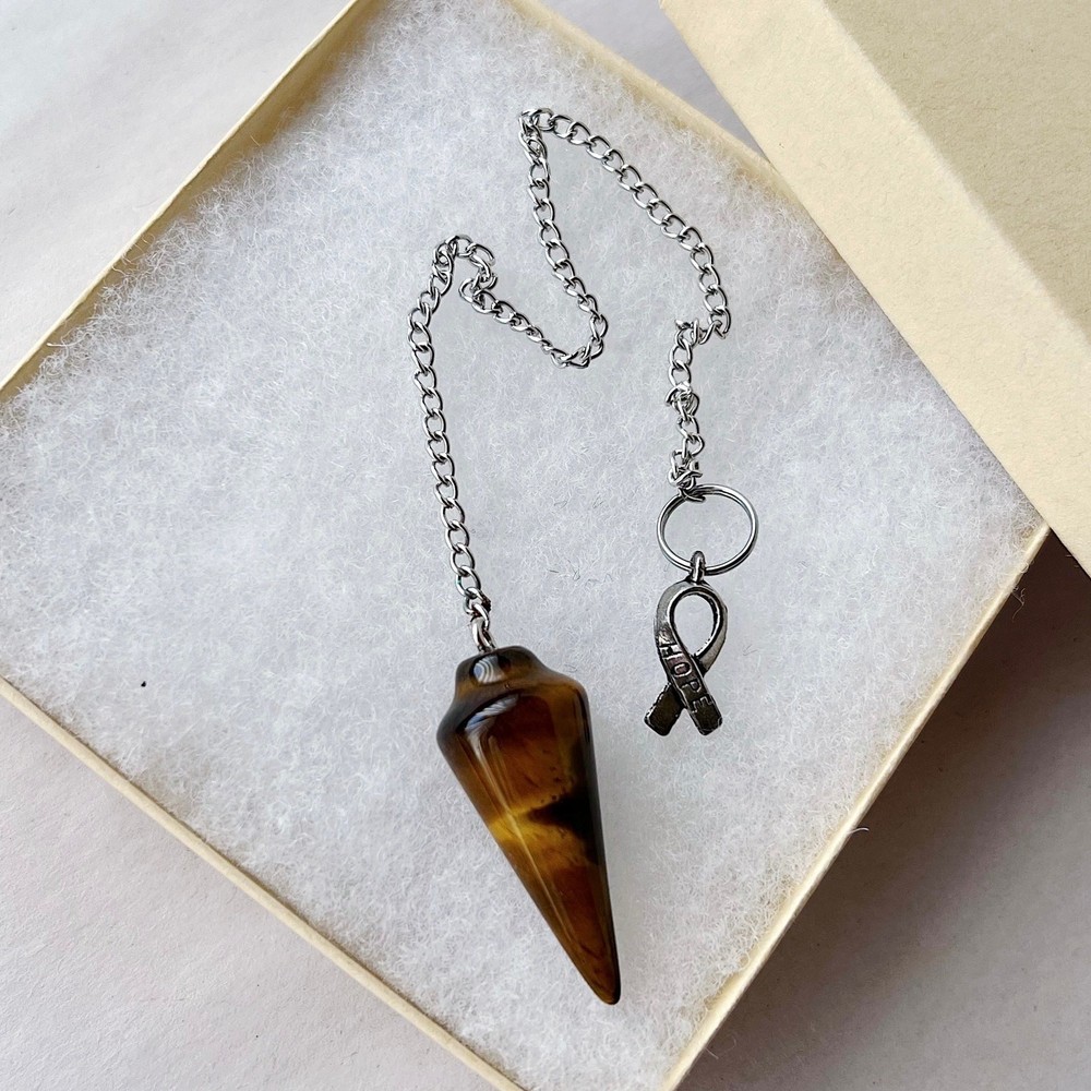 Tigers Eye Pendulum Hope Charm Gemstone Divination Dowsing