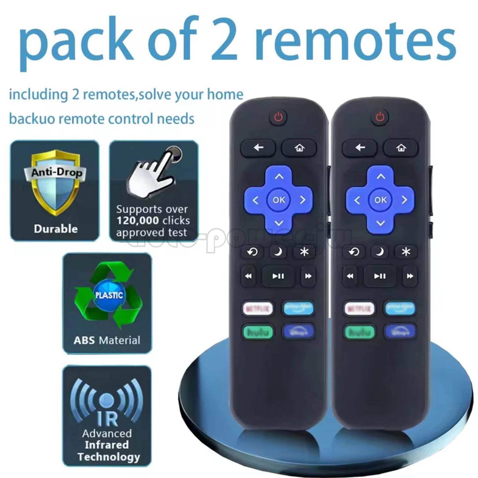 2x Remote Control Replacement For All TCL Hisense Onn Roku TV