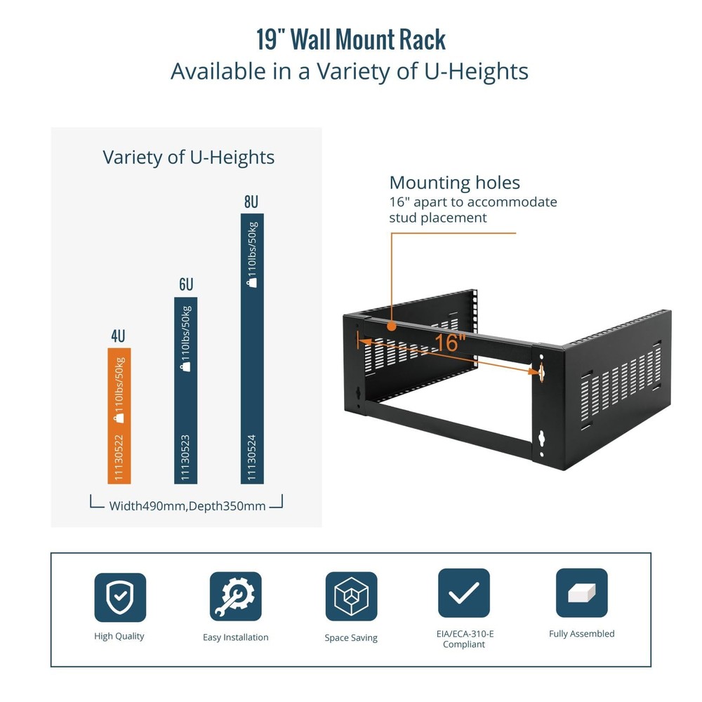 4U Wall Mount Rack,4U Rack 14 inch Depth,19" Network Rack for Shallow Server ...