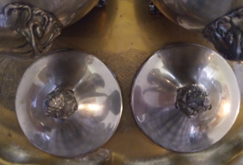 Silverplate group: Richard, Industria Argentina--tray Rep. Sheffield--damage