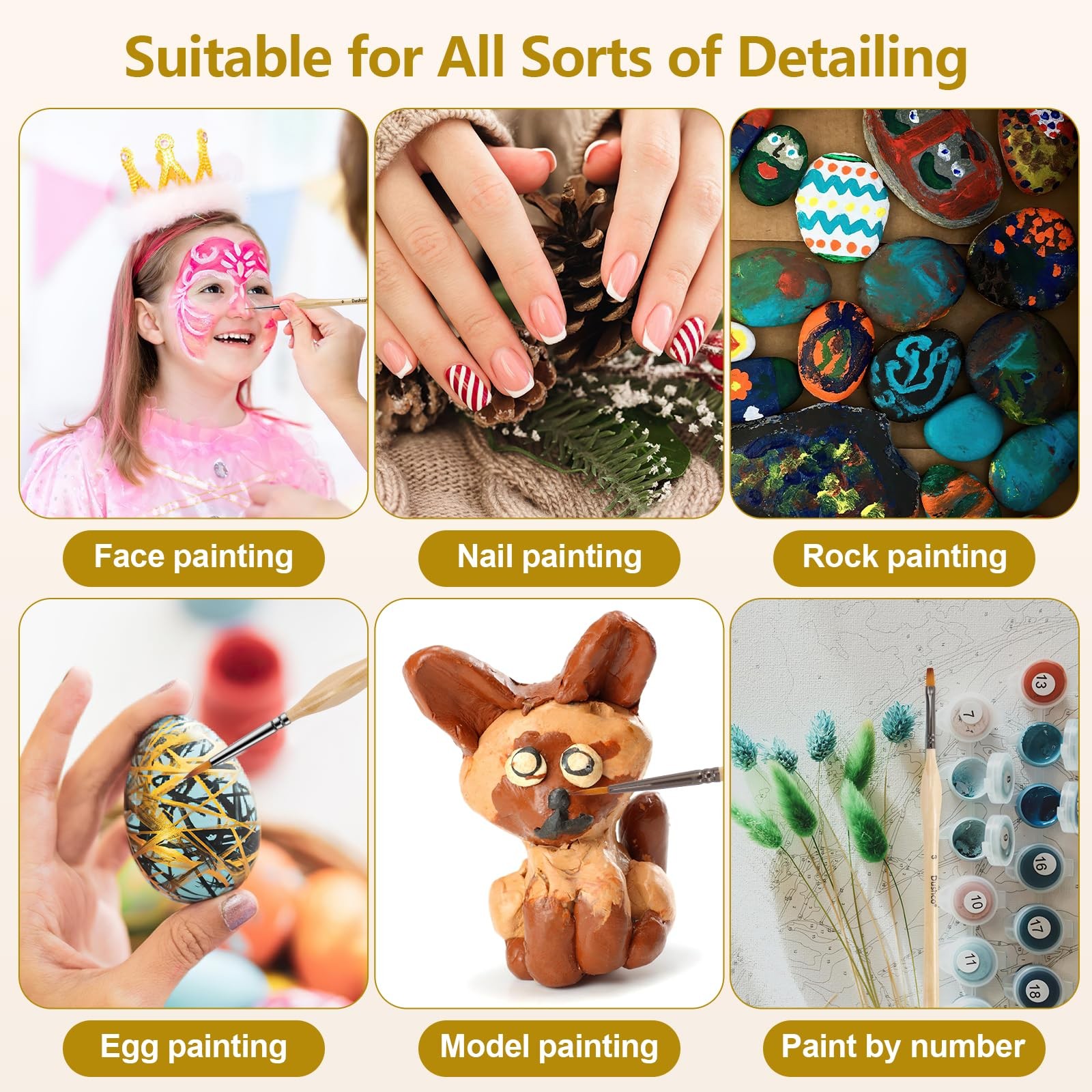 Miniature Paint Brushes Set of 10 Pcs for Fine Detail DIY Art Craft Drawing