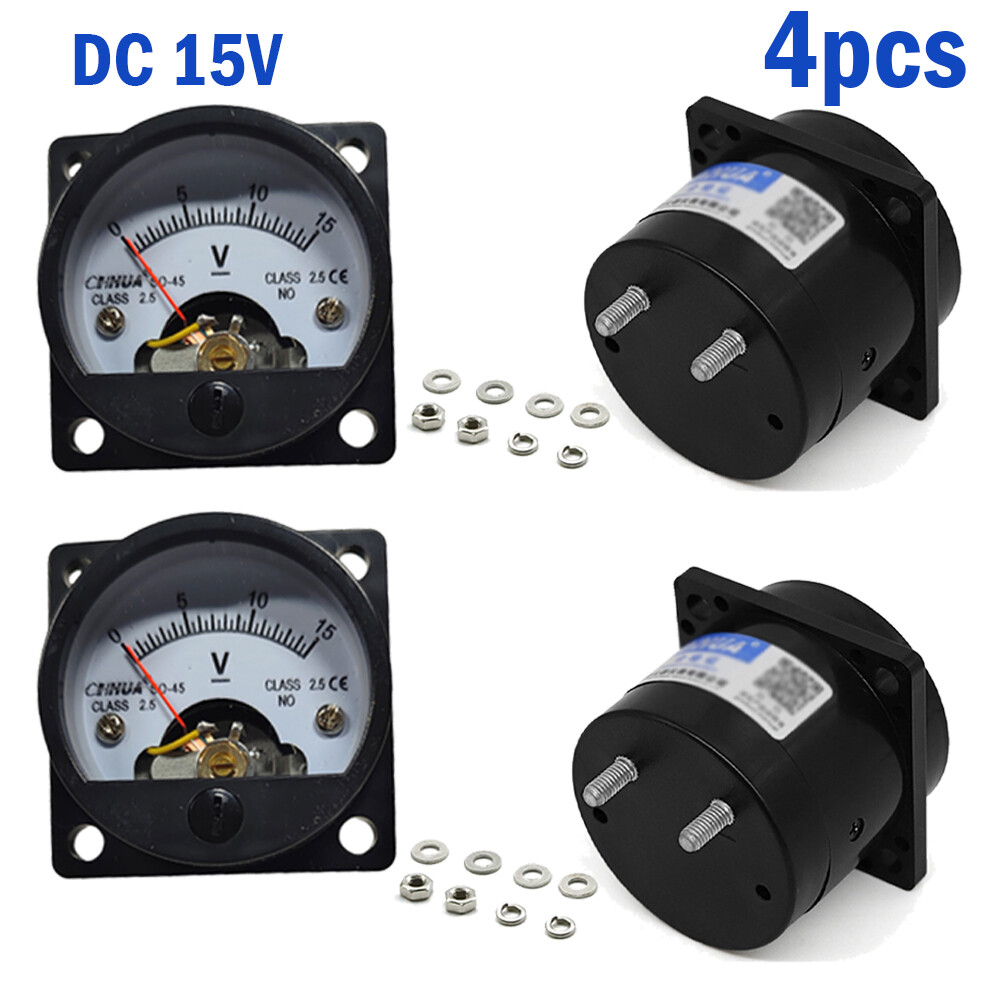 DC 0-15V Analog Voltmeter Analogue Voltage Panel Meter SO45 Directly Connect 4pc