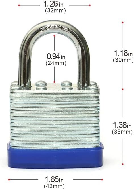 Lot of 12 Piece 40mm Laminated Pad Locks Keyed the Same Alike