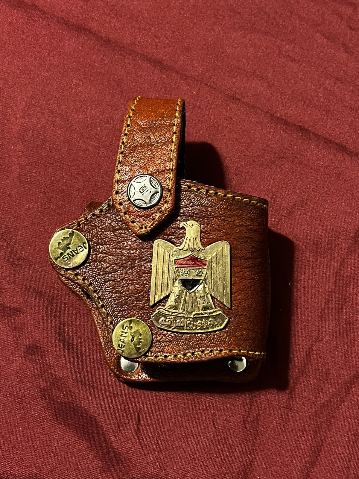 Iraqi Leather Brown holster With Iraqi Metal Eagle Emblem
