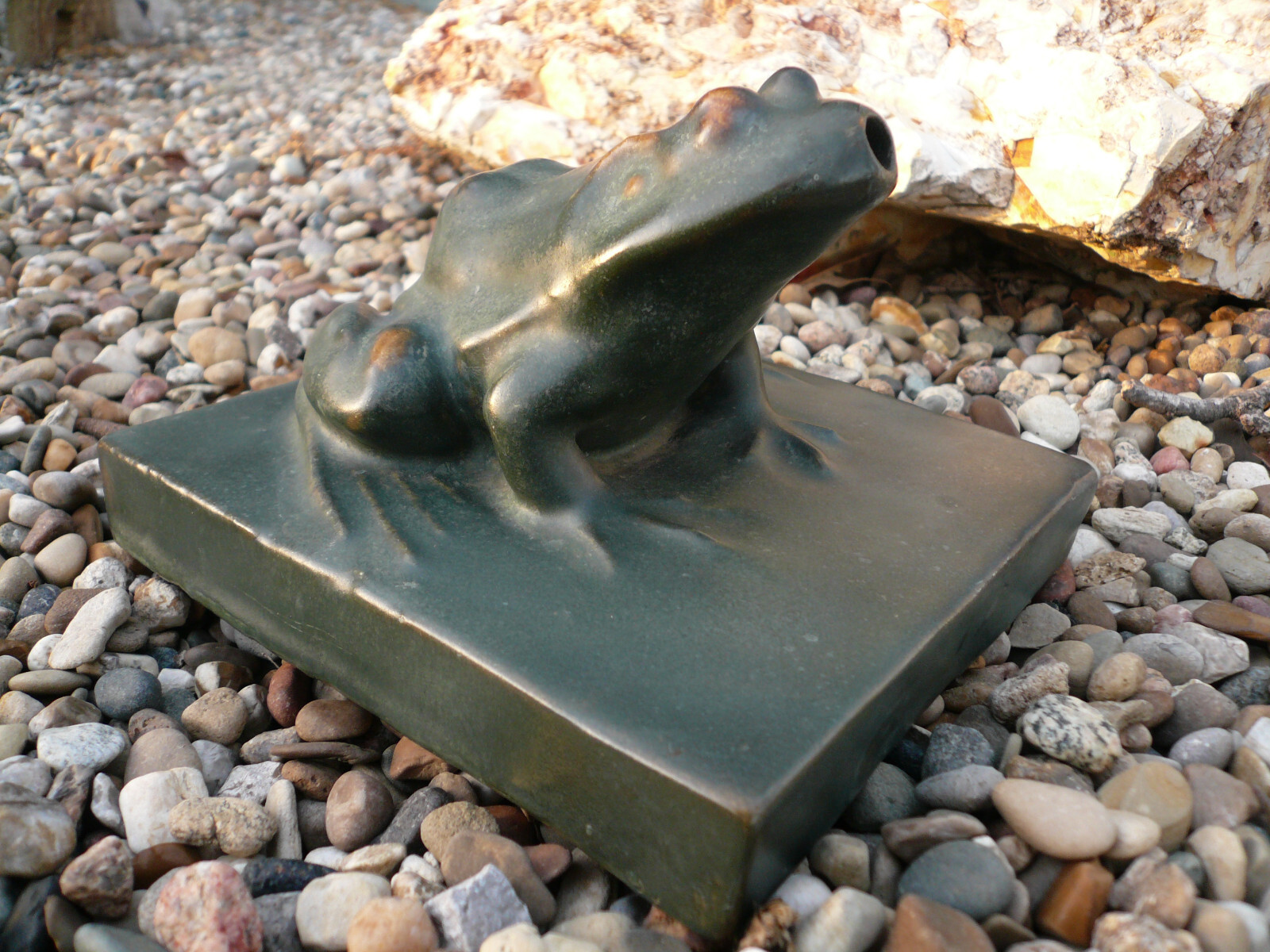 Antique Terra Cotta Garden Frog Fountain Topper Pottery Decor