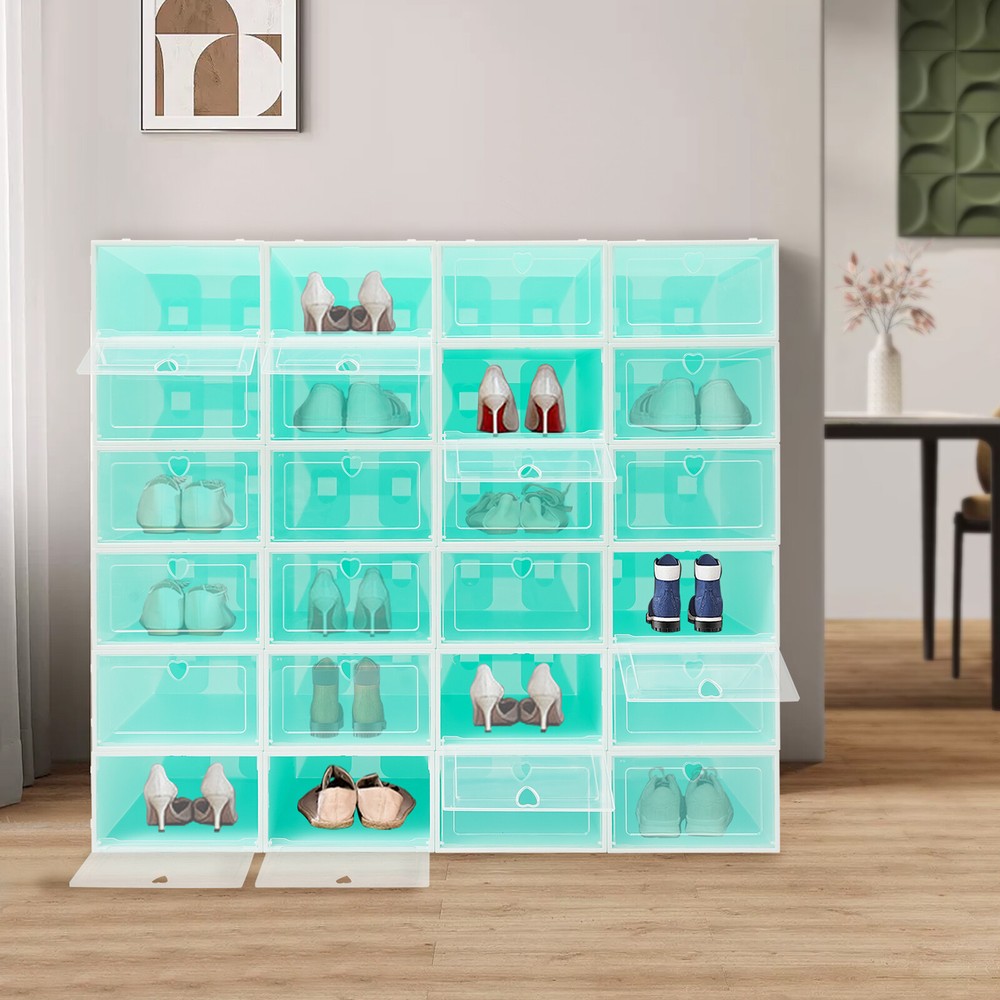 24PCS Shoe Storage Box Stackable Shoe Storage Organizer Container 33*23*14cm