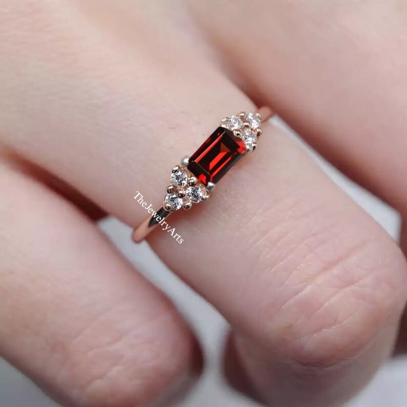 Garnet Ring, Stackable Ring, 925 Sterling Silver Ring, Women Ring, Natural Ring
