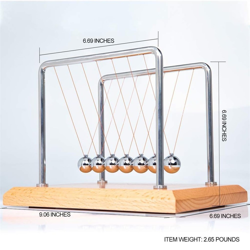 CERROPI Large Newtons Cradle Pendulum with 7 Balls, Physics Perpetual Motion ...