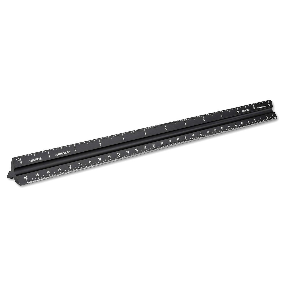 Alumicolor Aluminum Engineer Solid Drafting Scale, 12IN, Black 12 Inch