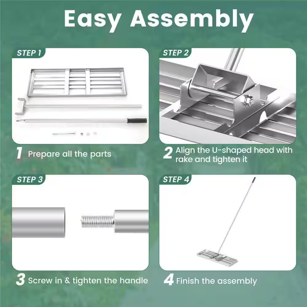 67 In. Lawn Leveling Rake Heavy-Duty Level Lawn Tool for Garden Backyard/Lawn Si