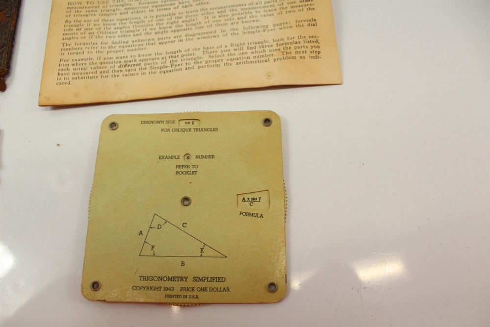 Trigonometry Tool Simple-Fyer With Original Instruction Sheet