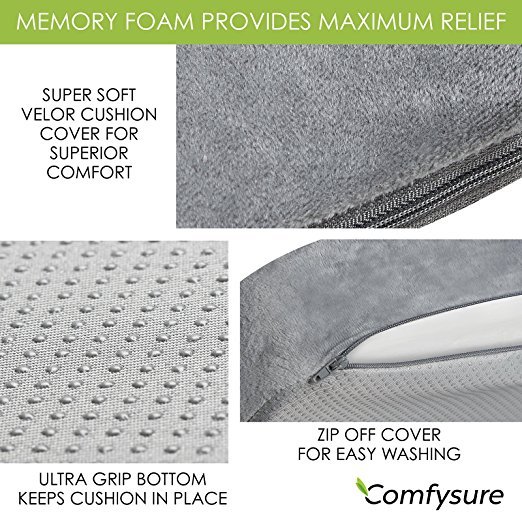 TravelMate Extra Large Memory Foam Seat Cushion Perfect for Office Chair -Velvet