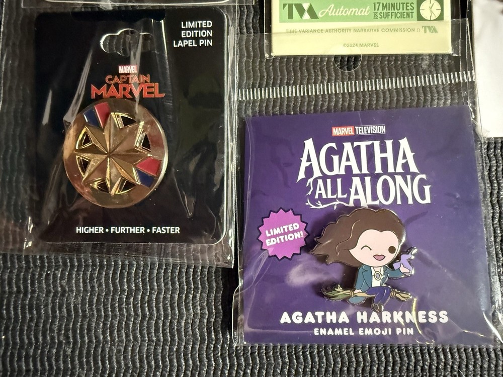 Assorted MARVEL Enamel Pins & Necklace - Deadpool & Wolverine, Loki, Agatha…