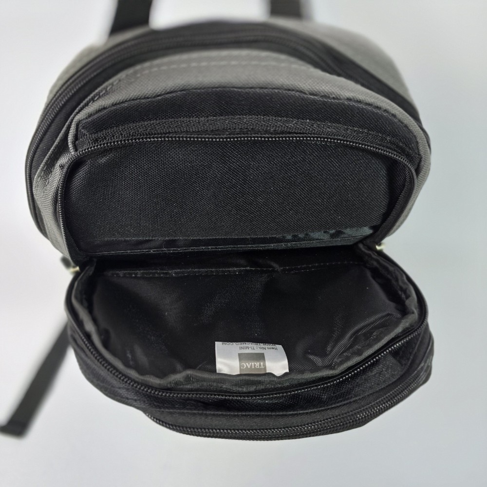 TI Mini Black Backpack Multiple compartments with interior hooks and straps