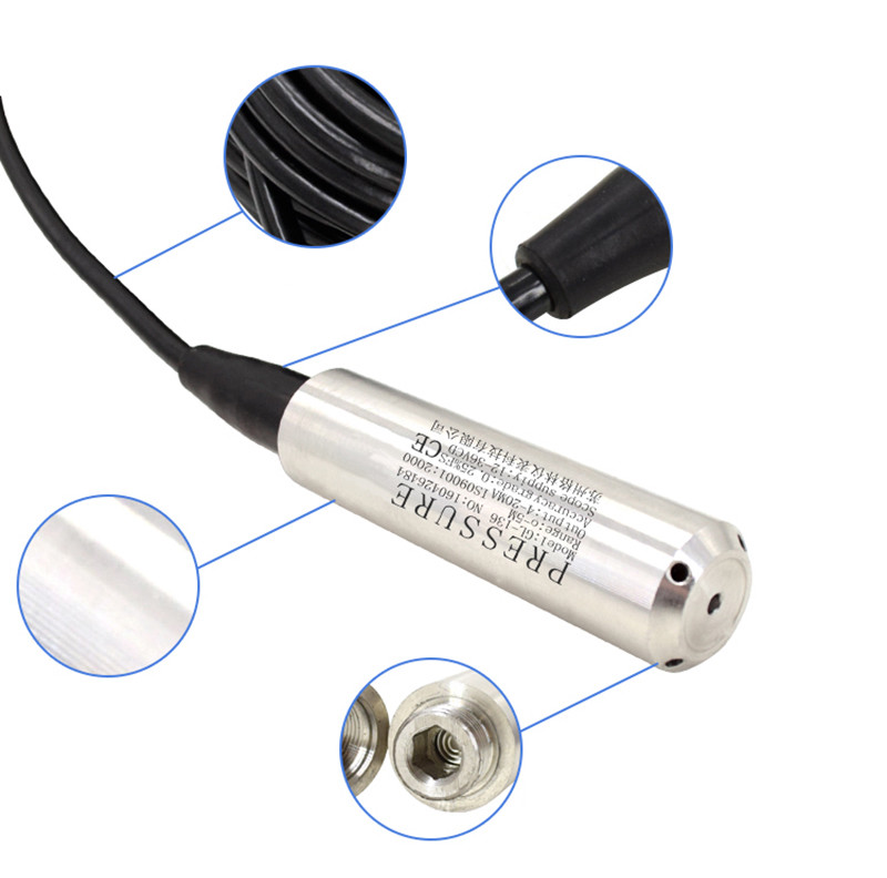 DC24V Throw-in type liquid level sensor transmitter water level detector 4-20mA,