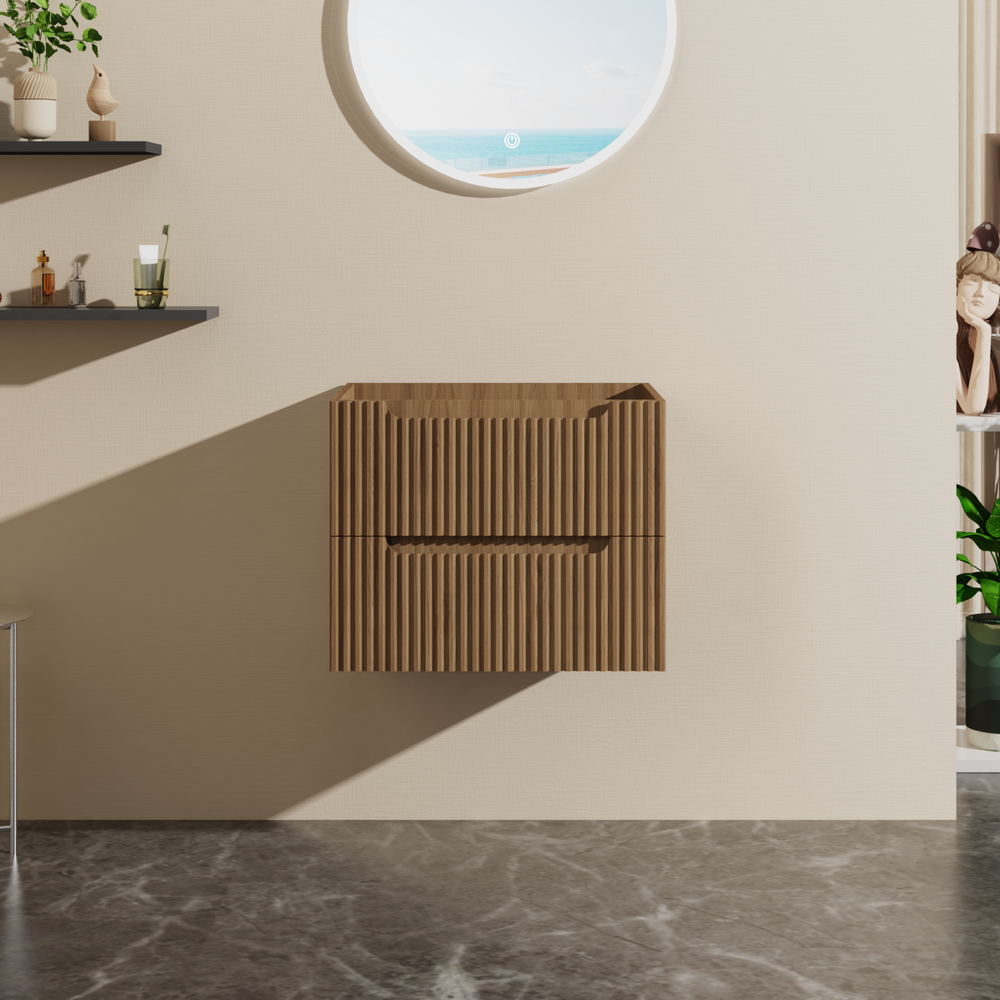 Goodyo 24" Wall-Mount Bathroom Vanity Cabinet Floating , Walnut