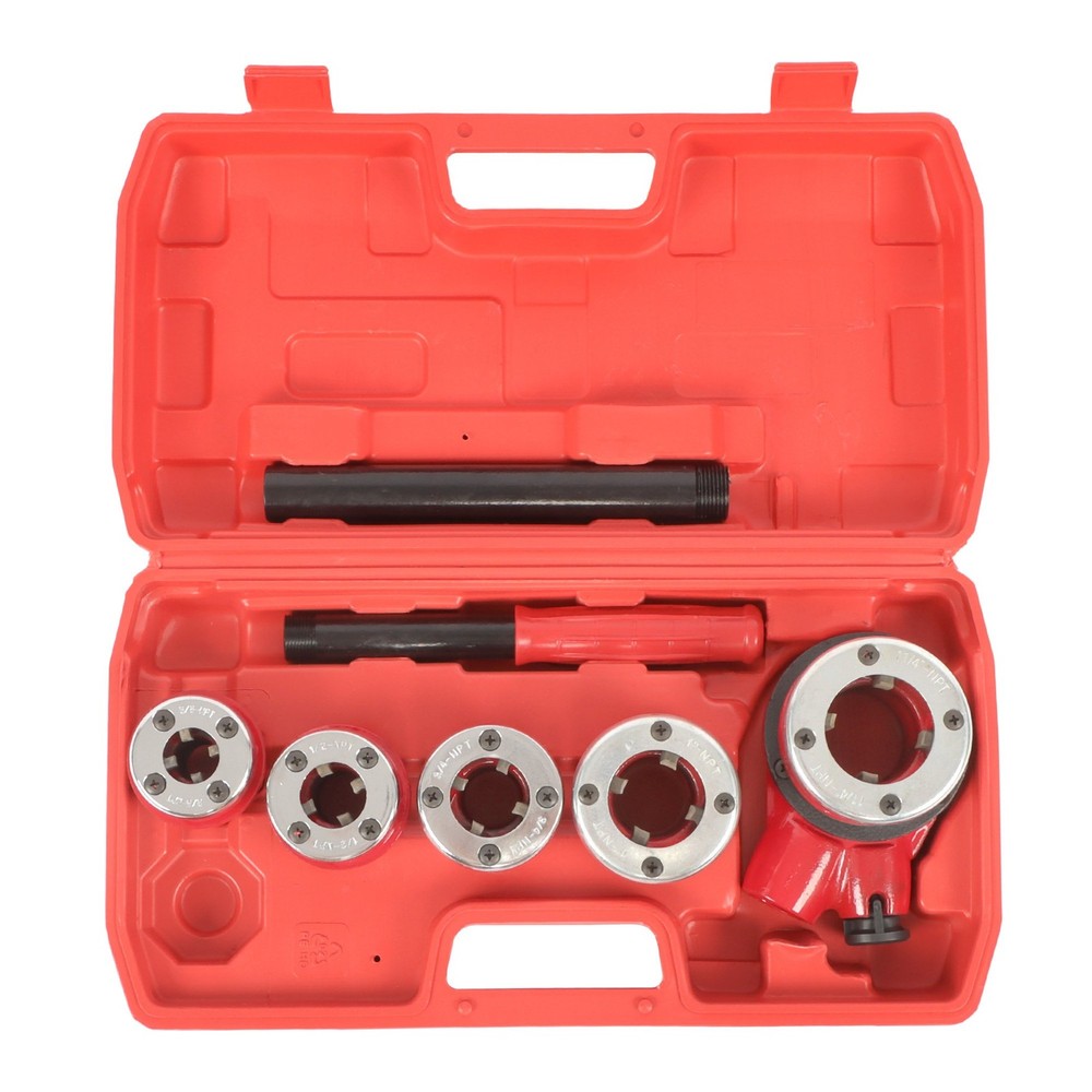 NPT Adjustable Ratchet Pipe Threader Ratchet Pipe Cutter Thread Tool With 5 Dies