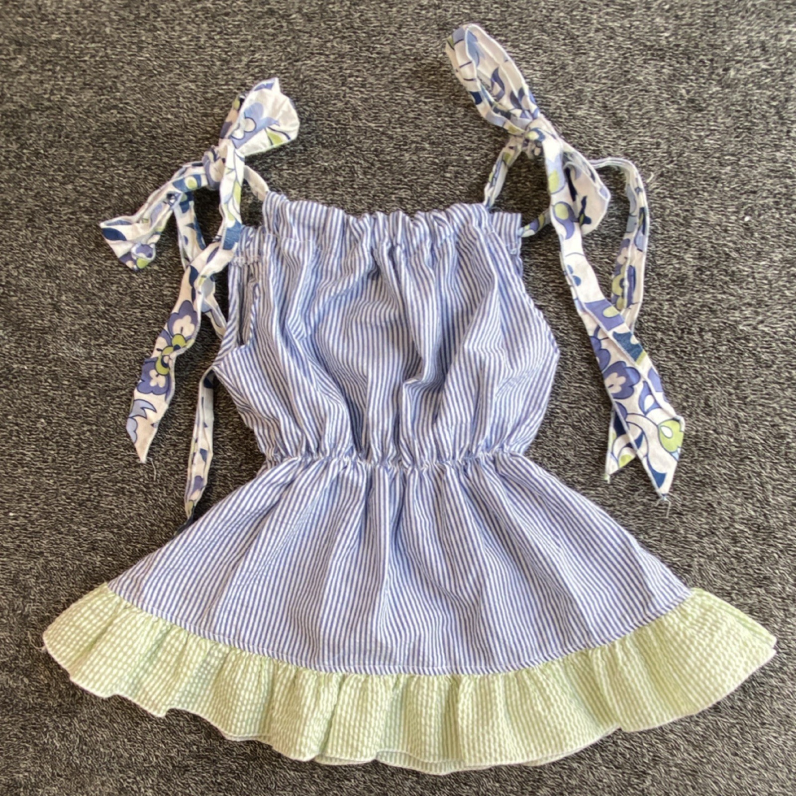 Dolly Wolly Doodle Girls Floral Striped Ruffle Top & Pants Set Blue Size 4t.