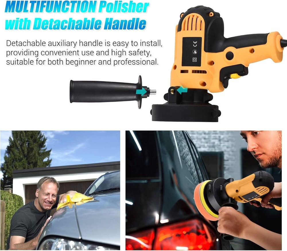 800W Multi-Function Car Polisher Buffer Sander Machine Waxing with Sponge Pads