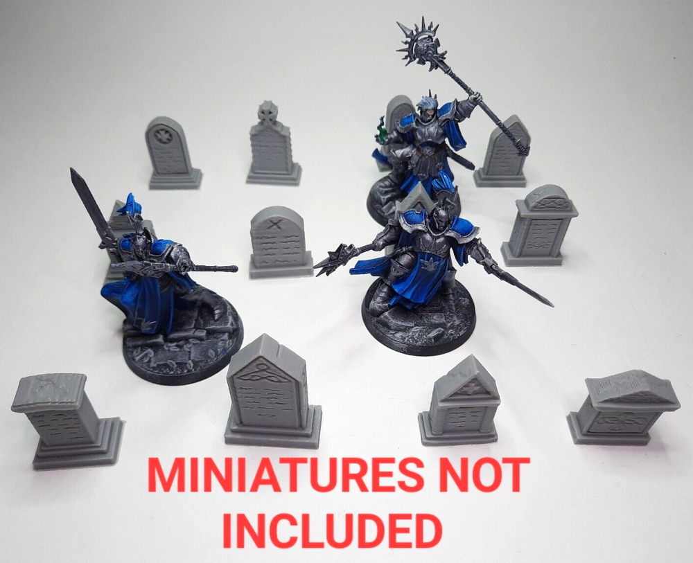 12pc Graveyard Tombstone Terrain Set 3D Printed Scatter Scenery