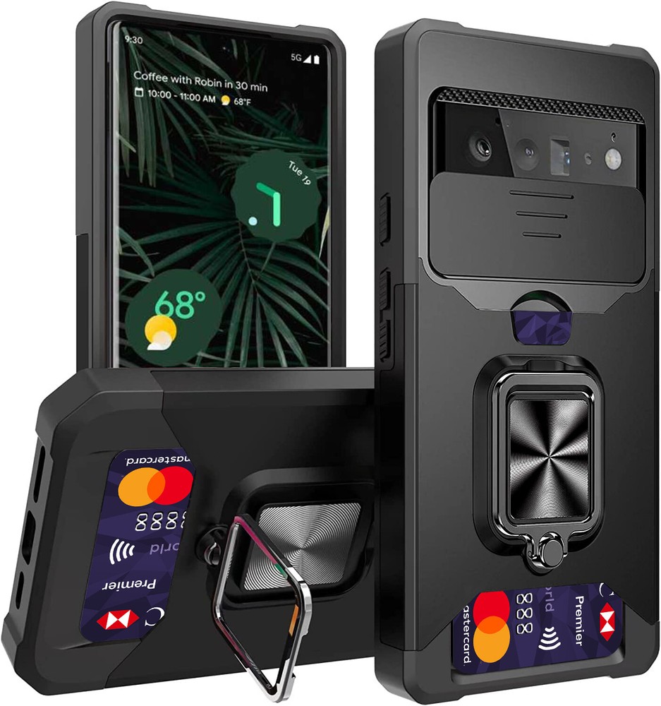 For iPhone 14 Plus/Samsung Case Rugged Shockproof Ring Stand w/Camera Lens Cover