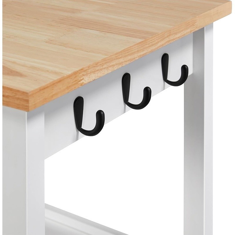 Movable Kitchen Cart W/ Lockable Wheels Storage Hooks Compact Elegant Design New